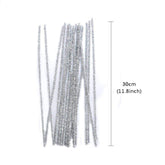 100pcs Pipe Cleaners Chenille Stems for DIY Art Supplies Craft Projects 6mmx30cm Christmas Pipe Cleaners Decoration, Glitter Silver
